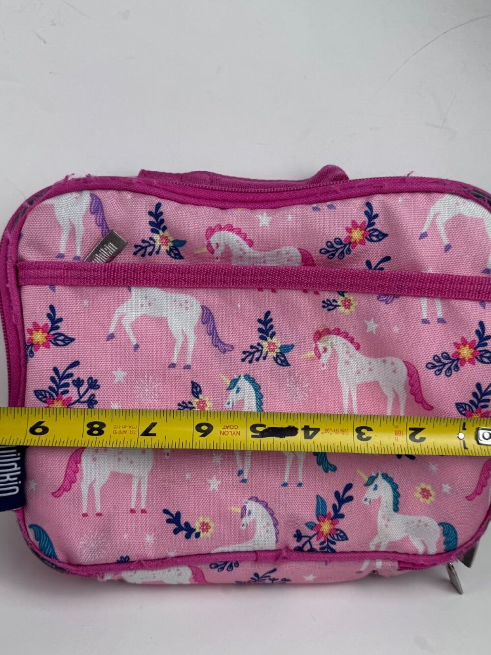Wildkin Pink Unicorn Insulated Lunch Box Bag Cooler Zipper Pocket 9.5x7" stains - Picture 11 of 13